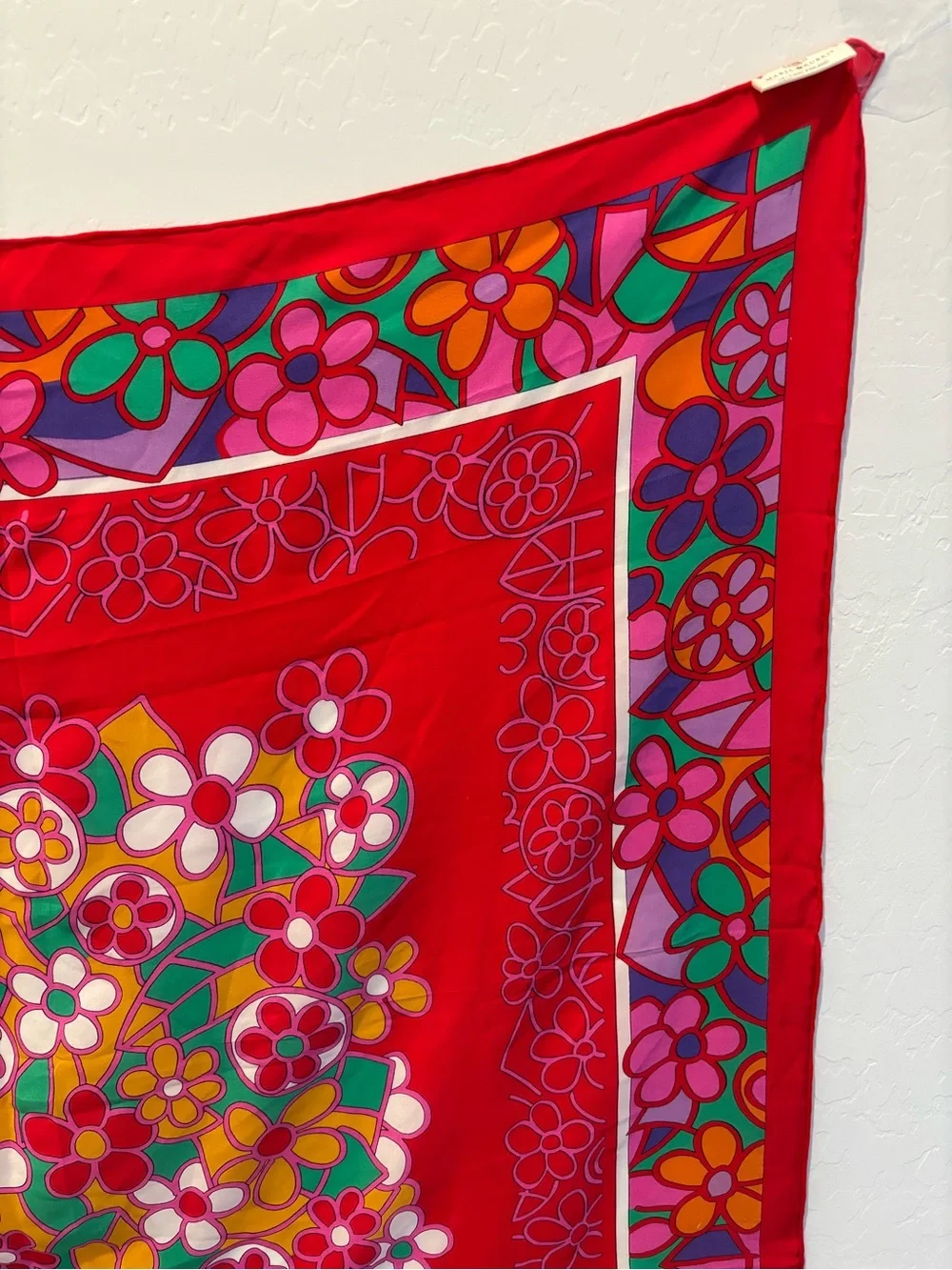 Marja Kurki Design Bright Floral Red Silk Scarf